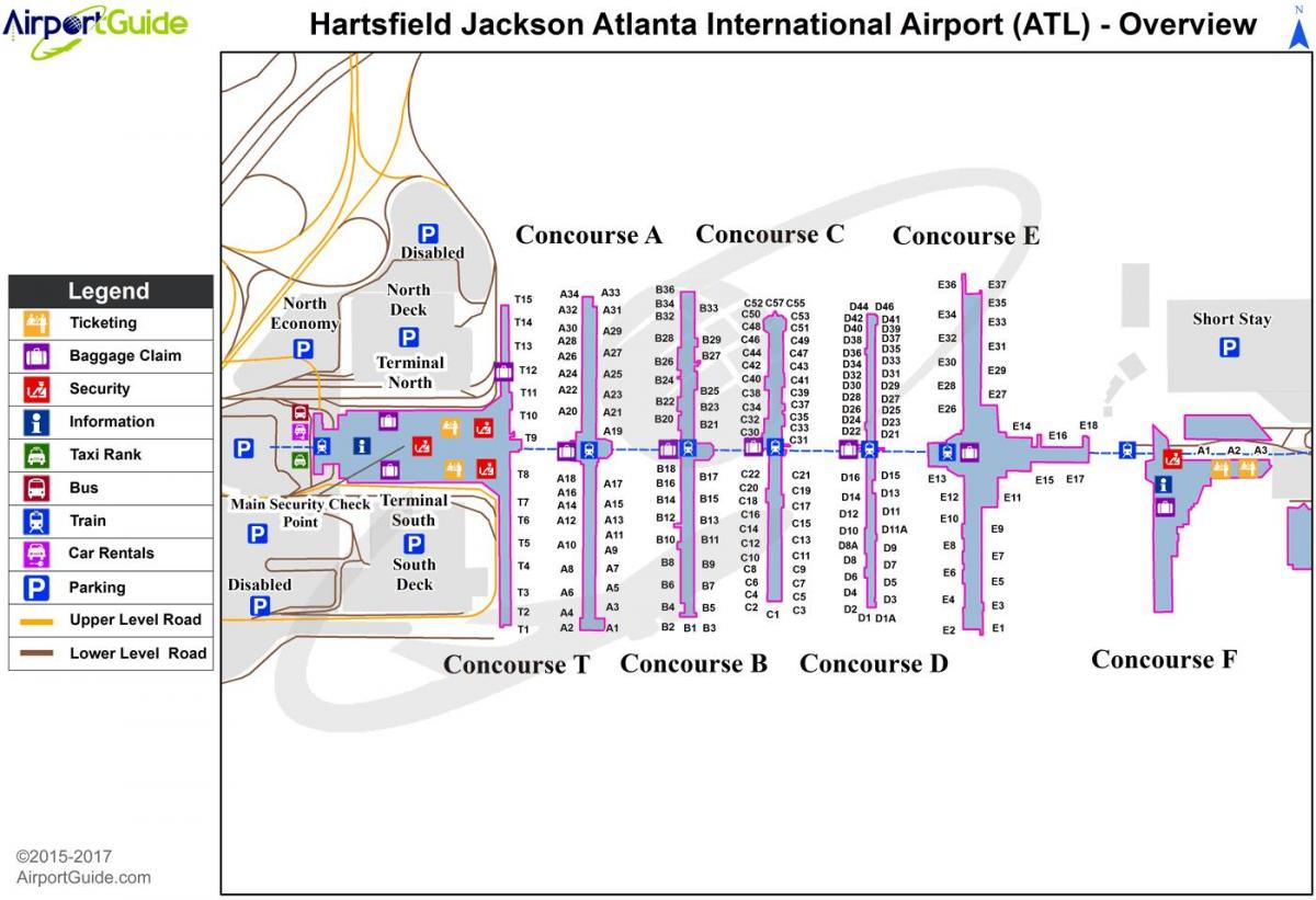 Atlanta luchthaven terminal kaart