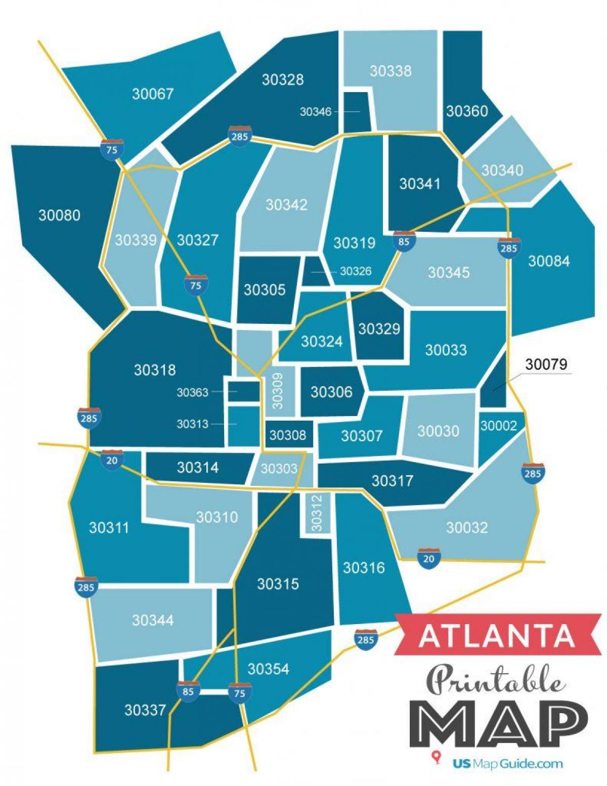Atlanta postcode kaart
