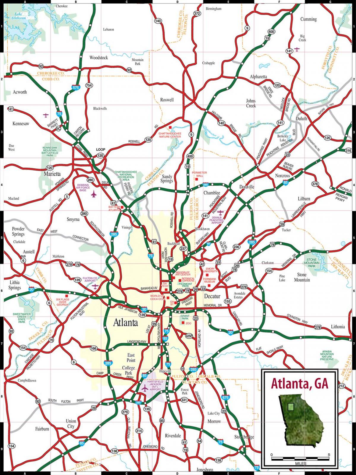 Atlanta wegenkaart