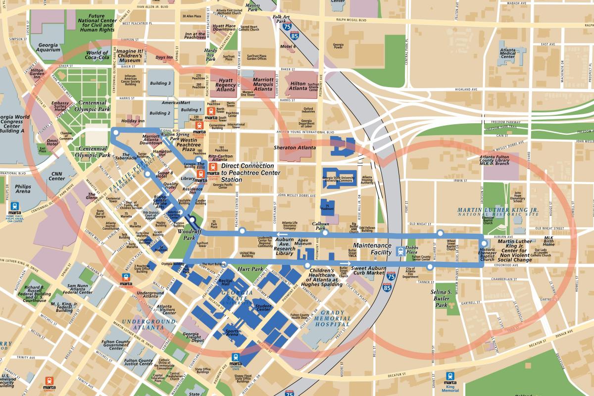 Atlanta tram stations kaart